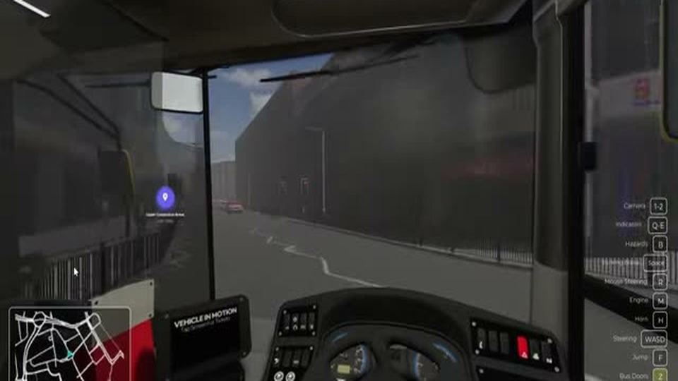 Bus cabin on a shift, speed on the dash